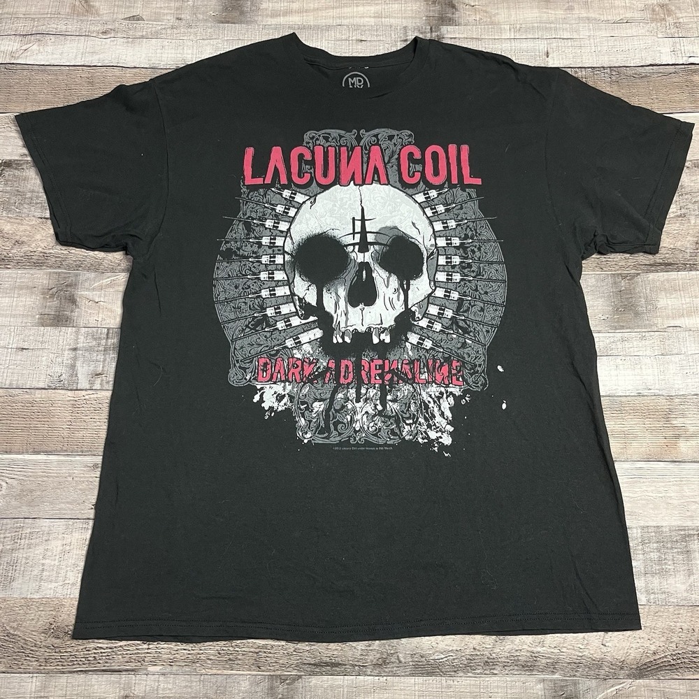 Lacuna Coil Shirt Size XL Black 2012 Metal Band Tee Skull Dark Adrenaline